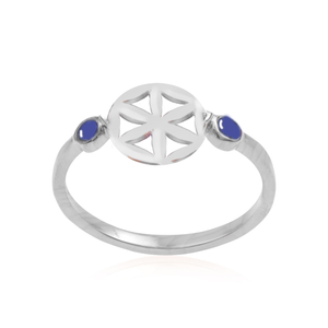 Equity silver 925/gold plated (rose quartz/Lotus, carnelian/Sun, lapis/Flower of life) ring