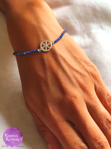 Unity bracelet (carnelian. lapis, malachite, 7 stones, pyrite) with silver 925 charm