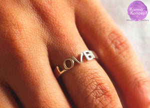 Sweet word Silver 925 ring Love/Karma/Peace