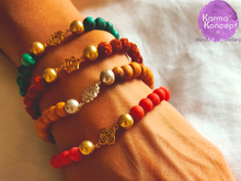 Load image into Gallery viewer, Mala chakra silver 925 (coral, rudraksha, sandal wood, malachite, lapis) bracelet
