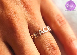 Sweet word Silver 925 ring Love/Karma/Peace