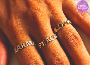 Sweet word Silver 925 ring Love/Karma/Peace